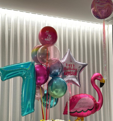 Misha Kapoor 7th birthday decorations. Credit - Grromgroomballon
